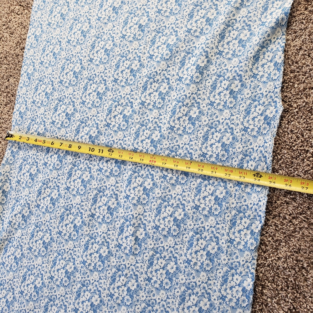 Vintage 1960s 1970s Baby Blue White Floral Polyester Fabric 60" Wide #84 - Picture 8 of 14